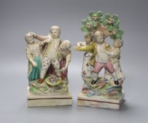 An early 19th century Ralph Wood Staffordshire group 'No Contest', 17.5cm and a similar bocage