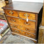 A George III oak chest of five drawers, on bracket feet, width 90cm, depth 52cm, height 103cm