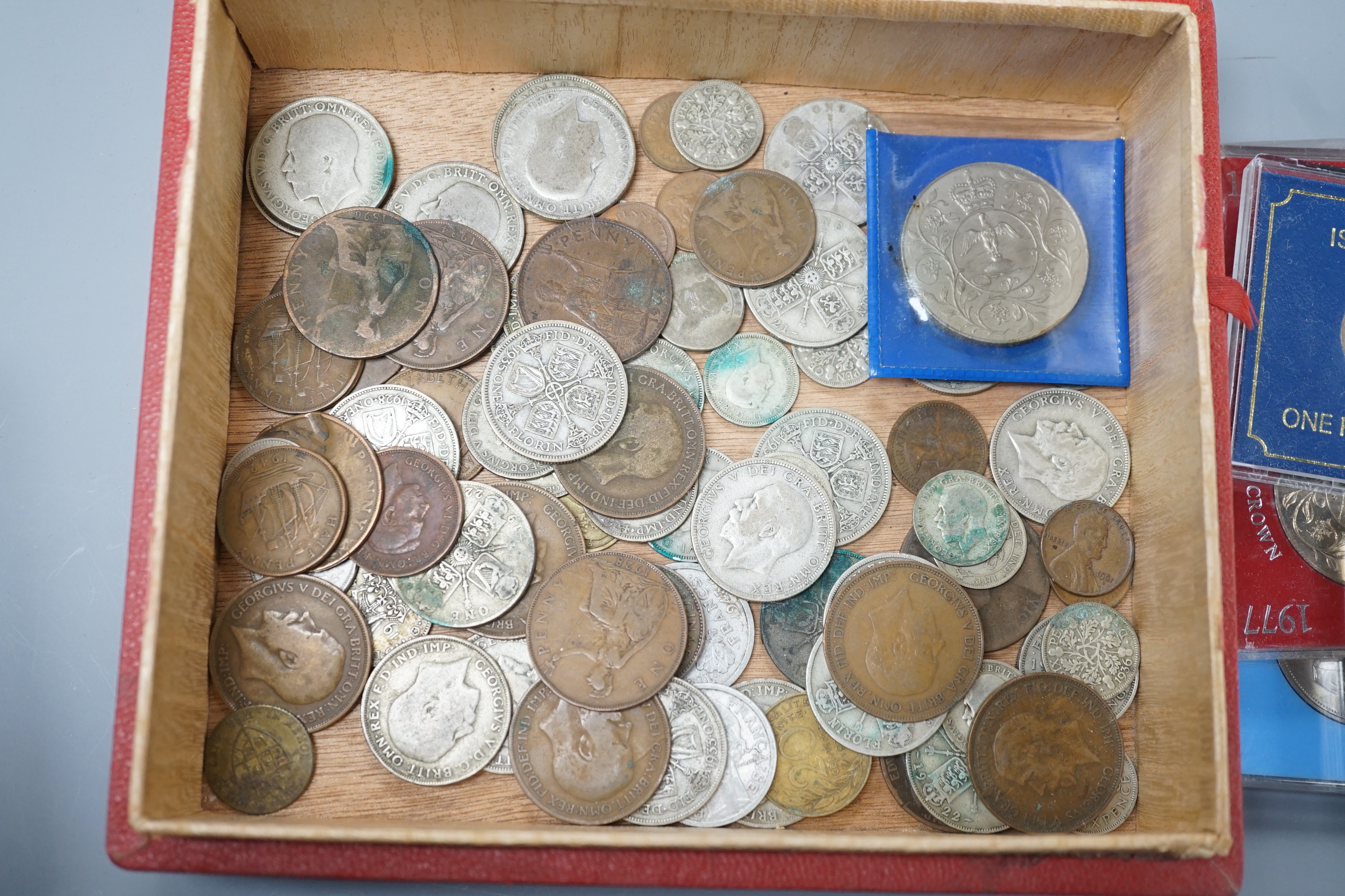 A collection of coins including a Victoria crown and two florins - Image 3 of 8