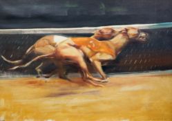 § John Rattenbury Skeaping (1901-1980) 'Greyhounds racing'oil on canvassigned and dated '6345 x