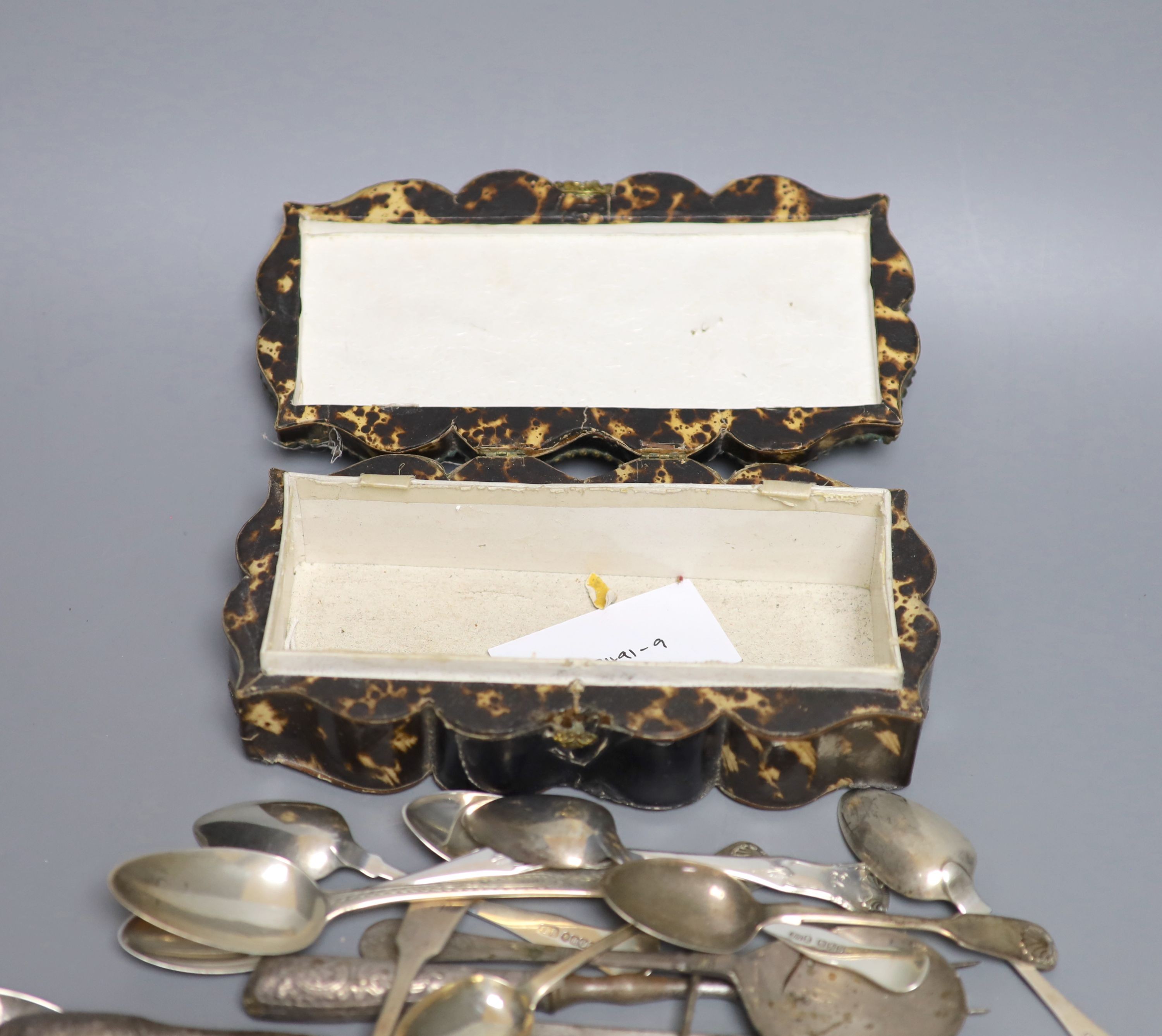 A group of assorted silver flatware and other items, including teaspoons, napkin ring, pierced - Image 6 of 6