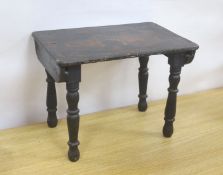 A Victorian and later gilt japanned low table 43cm