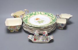 A group of Royal Winton Old Cottage Chintz pattern wares and an English porcelain dessert plates
