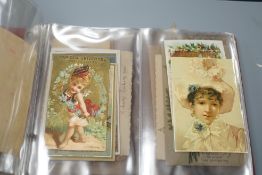 Five albums of Victorian greetings, Valentine and Christmas cards