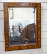 A Dutch floral rectangular marquetry and mahogany mirror, width 50cm, height 62cm