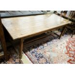 A Cotswold style oak and pine refectory table, with single pine drawer to one end, width 203cm,