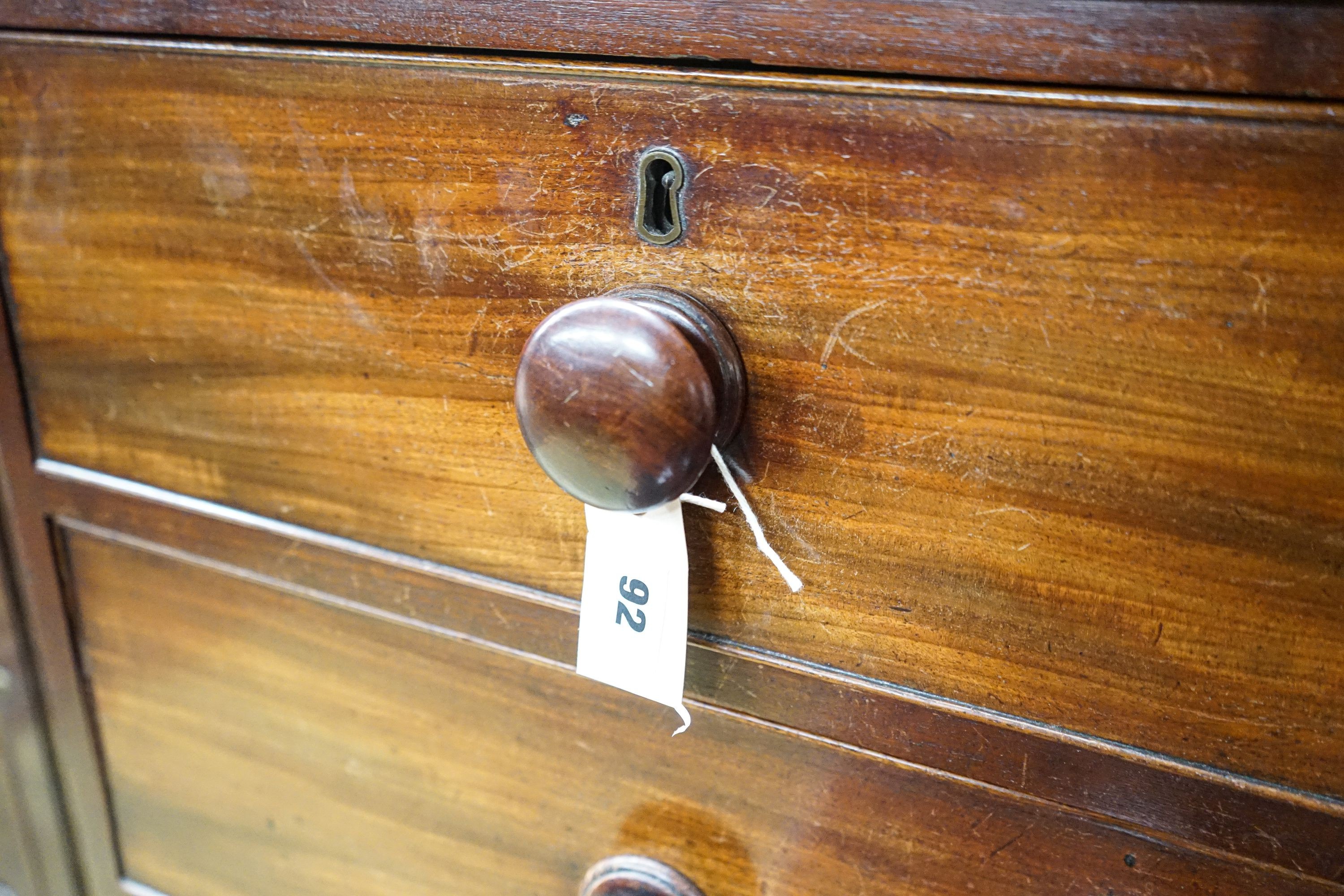 A Victorian mahogany chest fitted two short and three long drawers on bracket feet, width 108cm, - Image 2 of 5