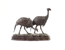 Tim Nicklin. A bronze group of Guinea Fowlstanding upon a naturalistic base, signed and dated