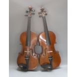 An early 20th century French vioilin, cased with bow and a cased saxon violin