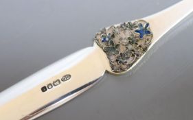 A modern silver and enamel and paper knife by Stuart Devlin, London, 1984, 22.6cm, 87 grams.