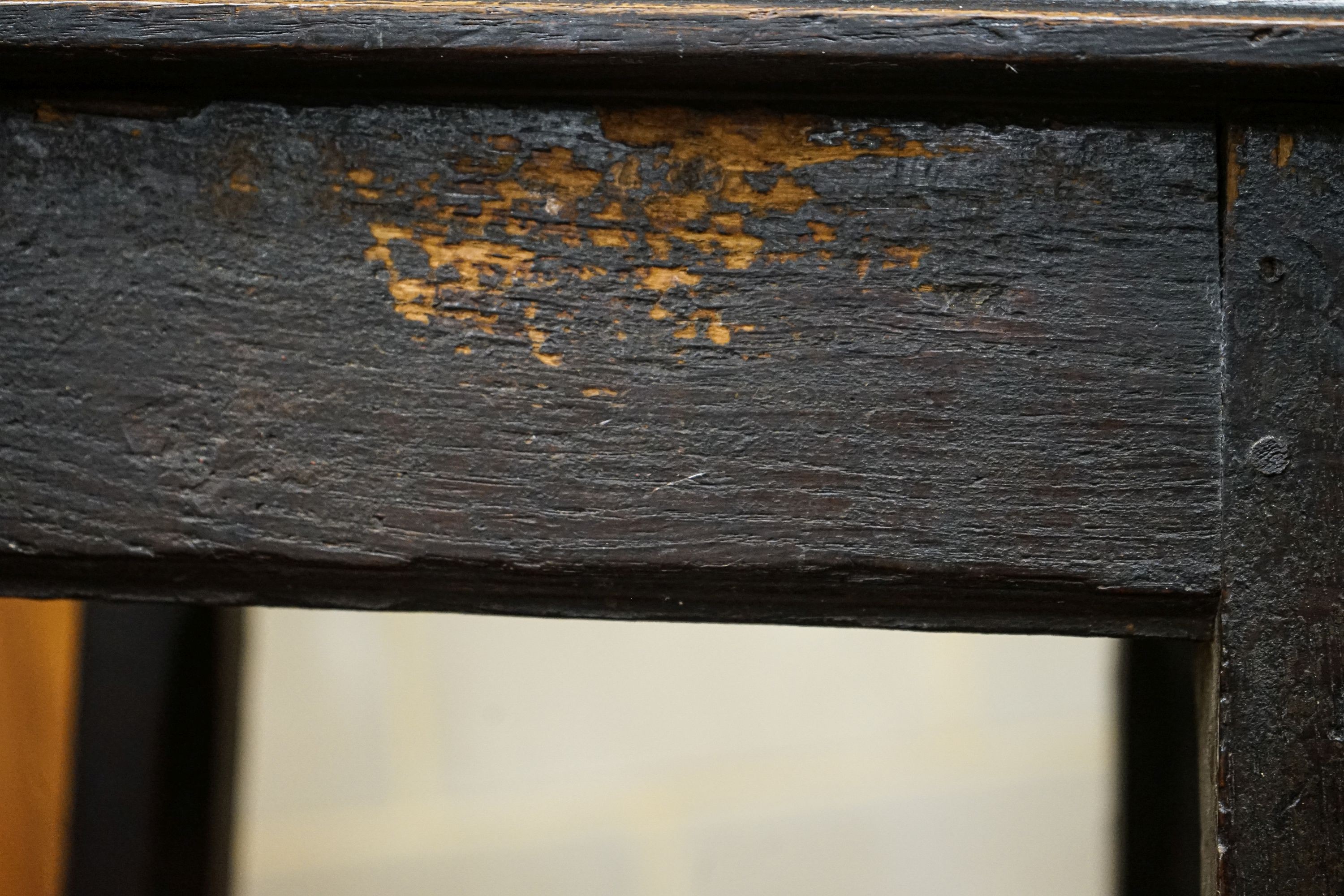 An 18th century primitive oak stool, width 34cm, depth 26cm, height 48cm and an Anglo Indian child's - Image 4 of 4