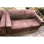 A pair of contemporary mauve fabric two seater settees, length 174cm, depth 94cm, height 80cm