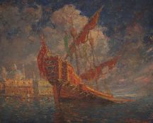 Marcel Azema-Billa (1904-1999). French. A Venetian galleon, oil on canvas, signed and inscribed on a