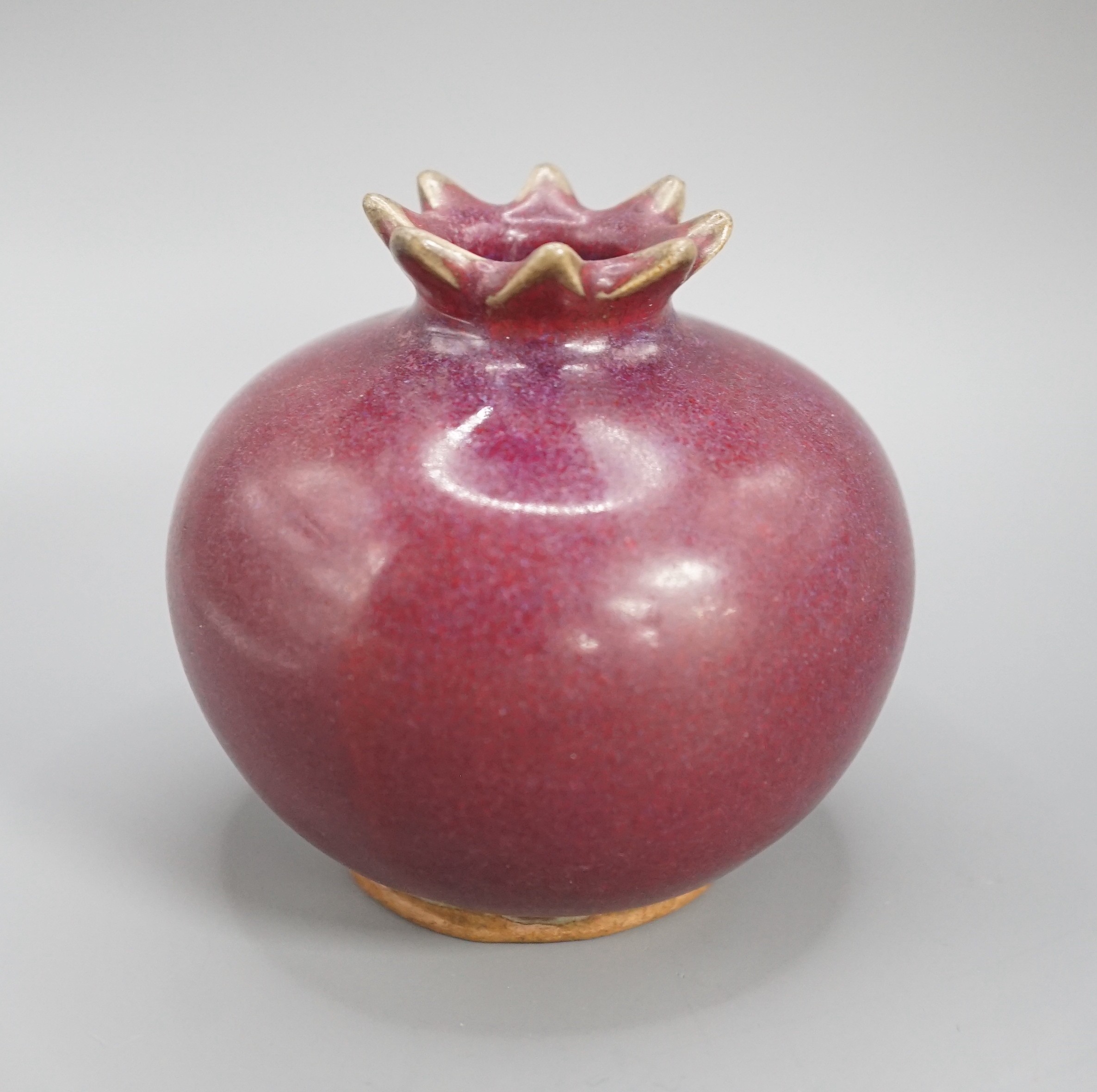 A Chinese Jun type pomegranate shaped vase, Qing dynasty 8cm - Image 2 of 4