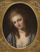19th Century English School, oil on canvas, Portrait of a young woman, 24 x 19cm.