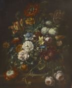 18th century Dutch School. Still life of flowers in a glass vase, oil on canvas, 28.75" x 23.5"
