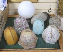 A group of late Victorian to 1930's glass light shades