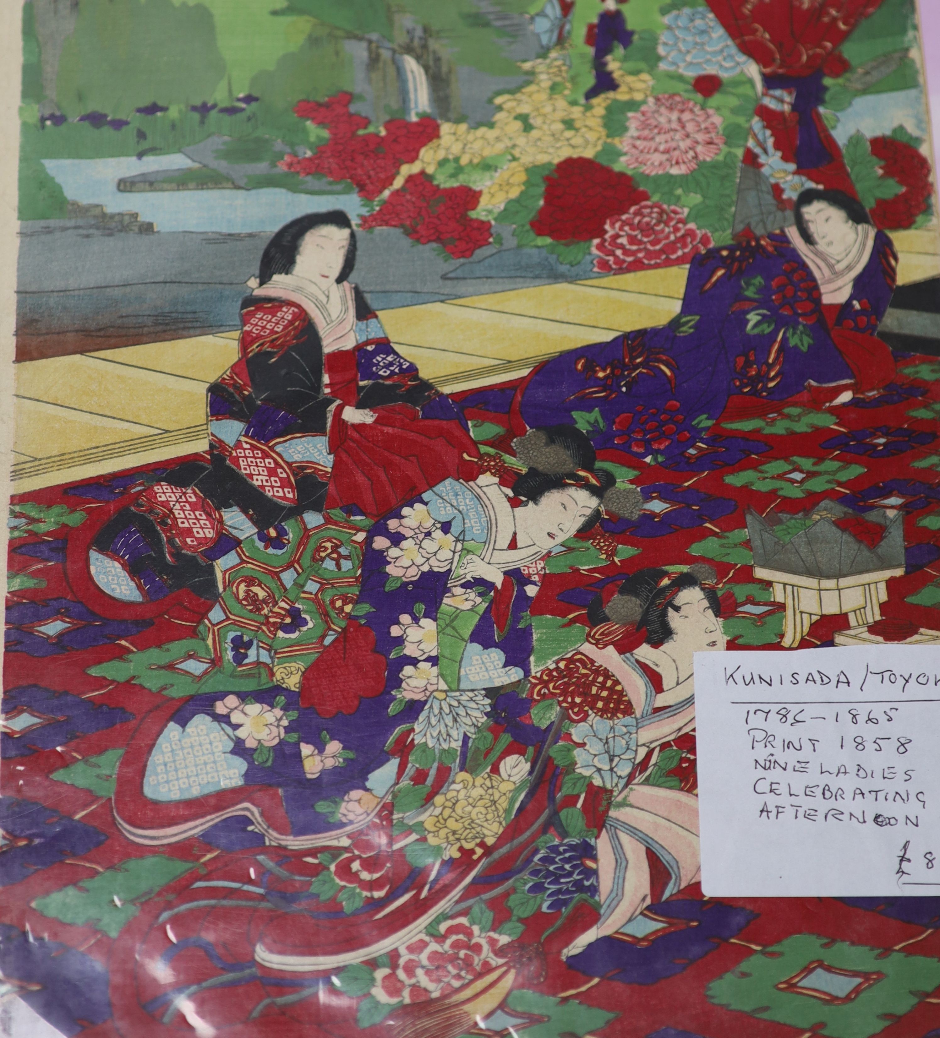 An album of 19th / 20th century Japanese woodblock prints to include works by Kunisada (diptych), - Image 3 of 3