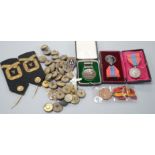 Military buttons and badges and miscellaneous medals -to include George V and George VI Imperial