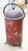 A painted toleware red coal bucket 64cm