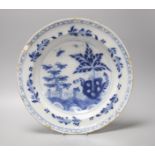 An 18th century Delft blue and white dish 34cm