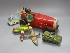 A group of Dink toys diecast models including and a Triang mother and pram etc.