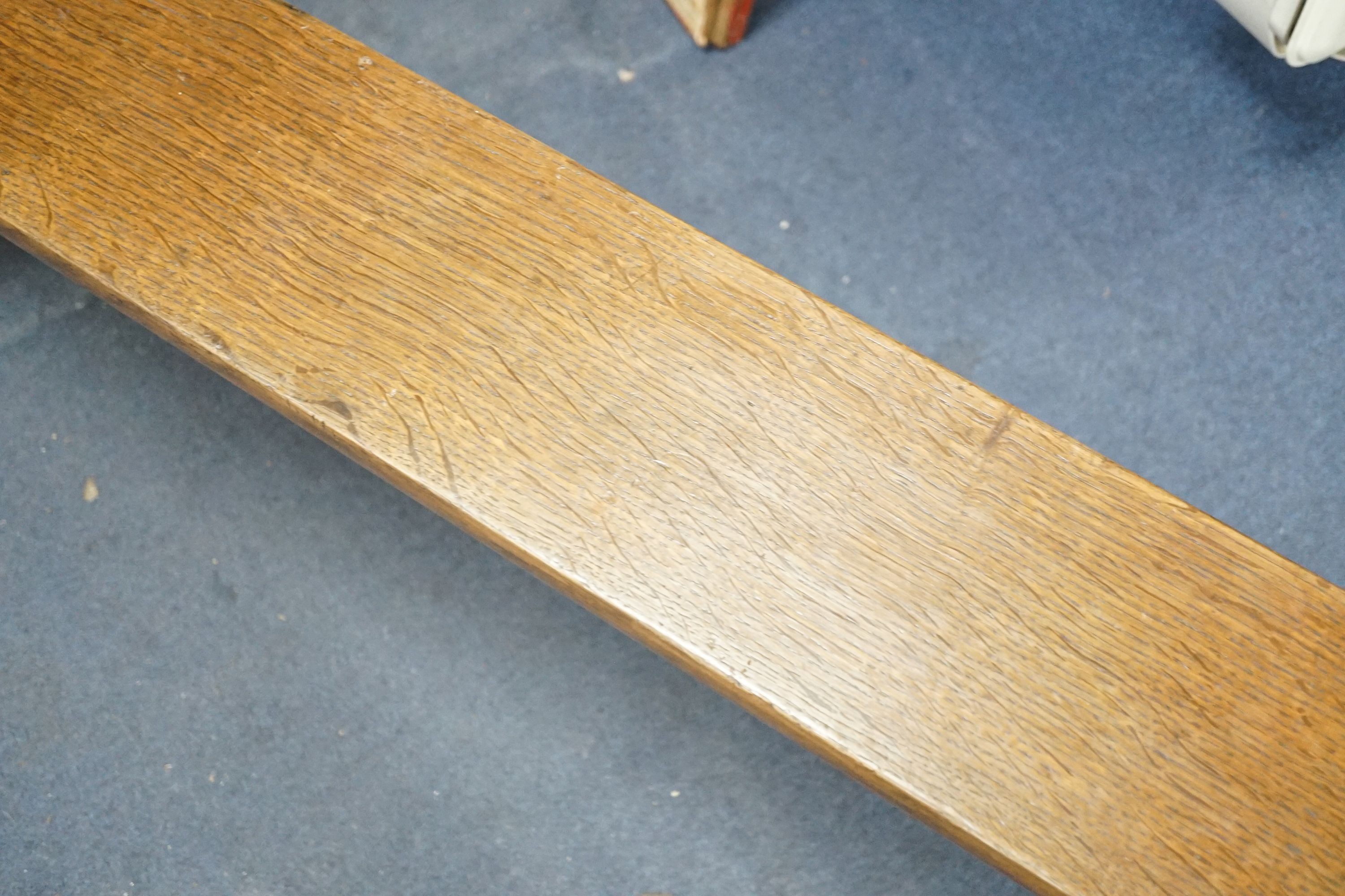 A 19th century French oak bench seat, length 203cm, depth 28cm, height 46cm - Image 3 of 4