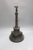 A 19th century Grand Tour patinated spelter model of a column 46cm