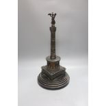 A 19th century Grand Tour patinated spelter model of a column 46cm