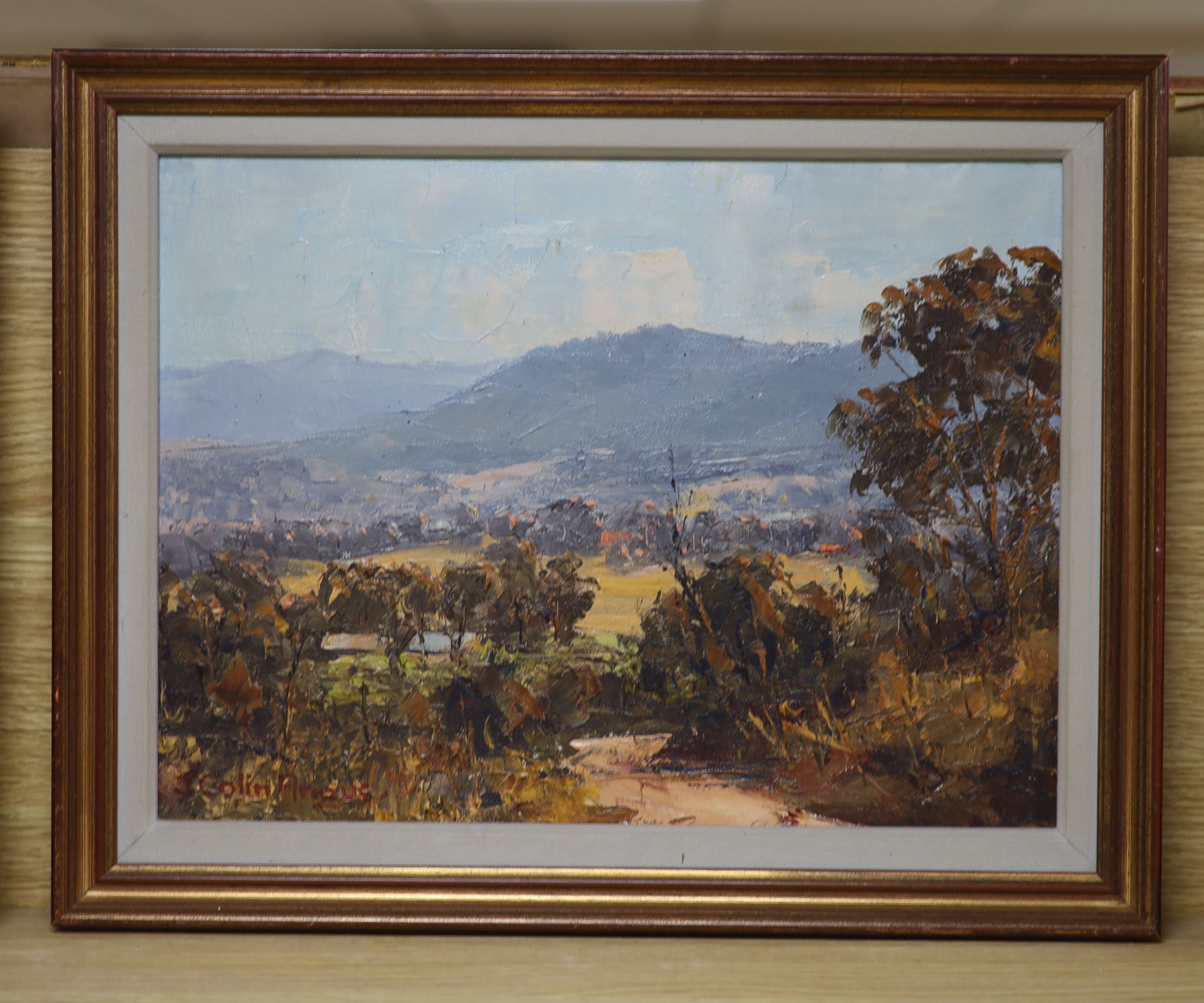 John Colin Angus (Australian 1907-2001), oil on board, The Kiewa Valley, Victoria, signed, 29 x - Image 2 of 2