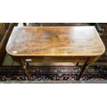 A Regency banded satinwood mahogany folding card table, width 91cm, depth 40cm, height 76cm