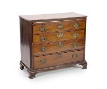 A George III mahogany four drawer chest of drawers with brushing slide, width 110cm, depth 54cm,