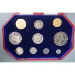 A George V specimen coin set 1911, comprising gold sovereign, and half sovereign, silver half crown,