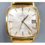 A gentleman's steel and gold plated Omega De Ville automatic wrist watch, on associated flexible