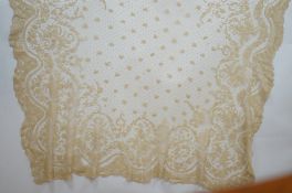 A rare length (9 and a half yards) of Brussels 19th century needle lace, some repairs and damage,