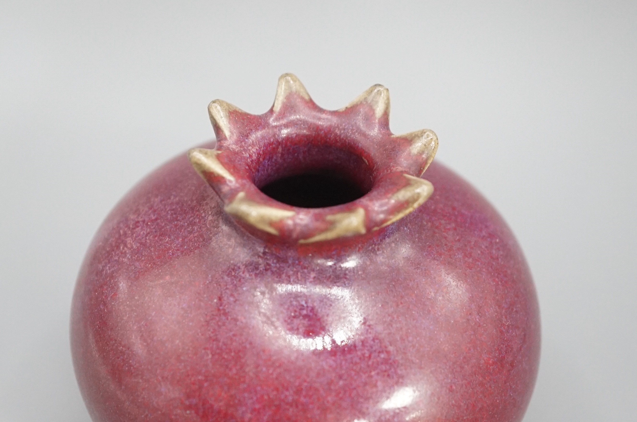 A Chinese Jun type pomegranate shaped vase, Qing dynasty 8cm - Image 3 of 4