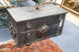 A 17th/18th century German ironbound 'Armada' chest, with key