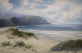William Langley, oil on canvas, Beach scene, signed, 40 x 60cm