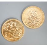 Two modern gold sovereigns, 1974 & 1981.