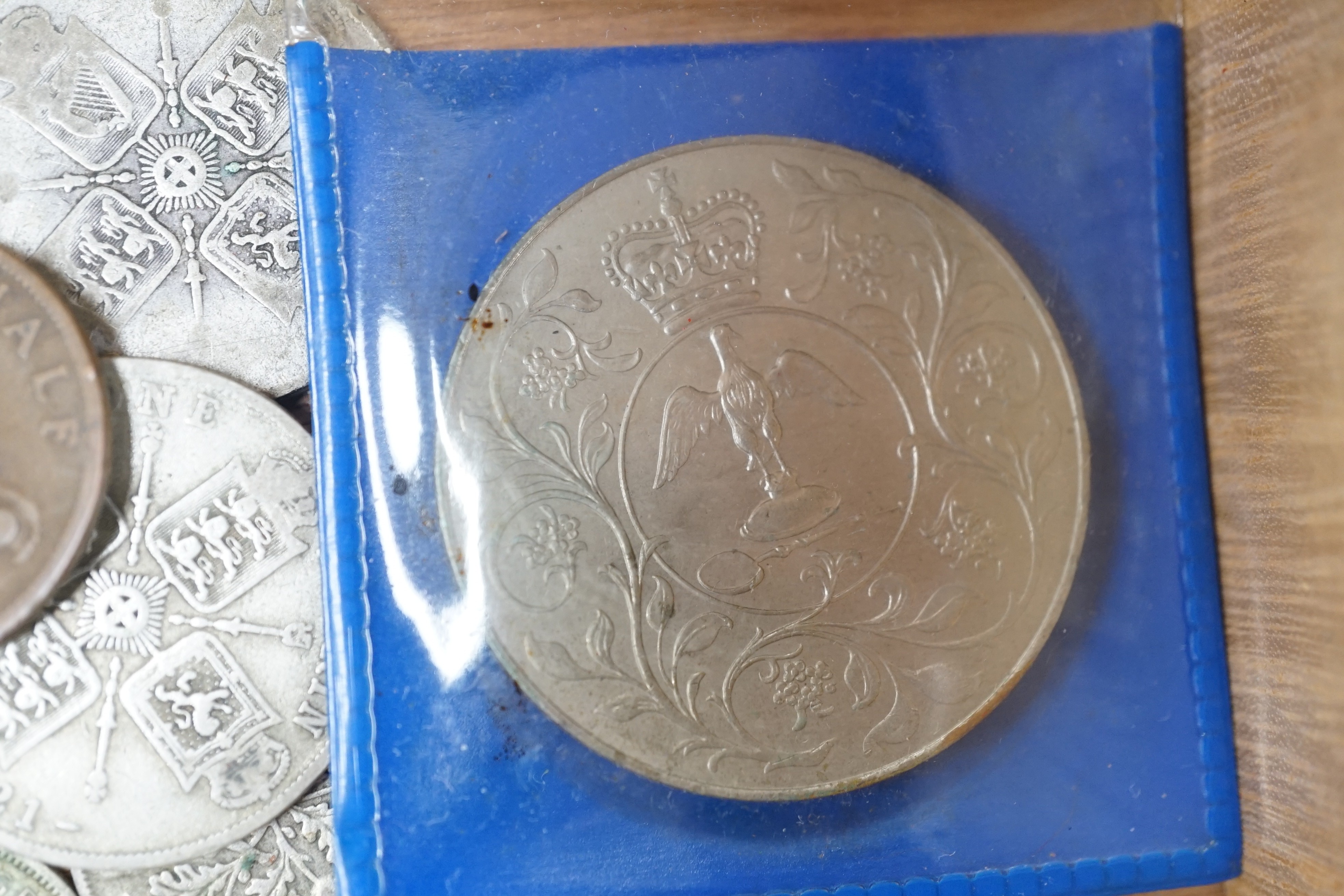 A collection of coins including a Victoria crown and two florins - Image 5 of 8