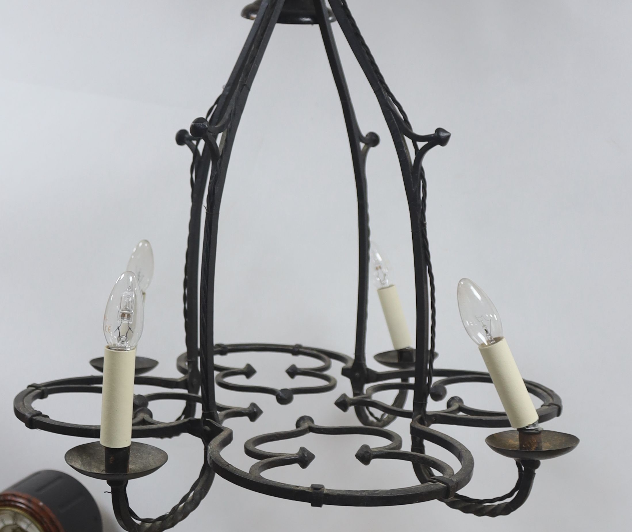 A wrought iron 4 light chandelier 80x63cm - Image 3 of 5