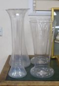 A pair of large glass vases and two similar fluted vases, late 19th century, early 20th 45.5cm