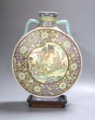 A Chinese famille rose moon flask, 19th century, restored 27cm