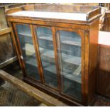 A Victorian mahogany sliding door glazed bookcase, length 130cm, depth 33cm, height 134cm