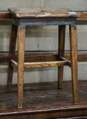 An early 19th century oak stool, width 36m, depth 24cm, height 50cm