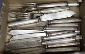 Twelve George V silver fish forks and eleven matching fish knives, George Howson, Sheffield, 1933,