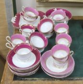 Two Victorian pink ground porcelain tea and coffee sets