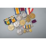 WWI and George V medals to include -a pair to 36125 PTE. E. E. STOCKING. THE QUEEN’S R., a War medal