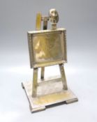An electroplated model easel and picture 33cm