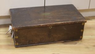 A 19th century brass bound mahogany rectangular box, insert brass plaque engraved Hon Charles